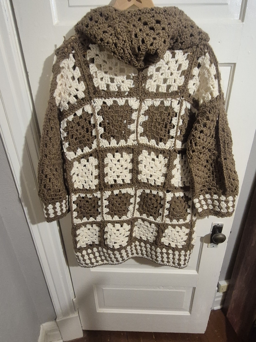 Handmade Crochet Granny Square Hooded Cardigan Boho Oversized - Picture 6 of 10